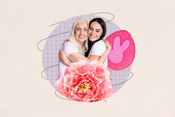 Creative composite sketch design artwork collage of plant nature flower bloom rose mother day young...