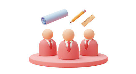 Isolated Business Teamwork Concept with Stationery Elements