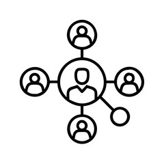 Network connections of people in line art illustration  