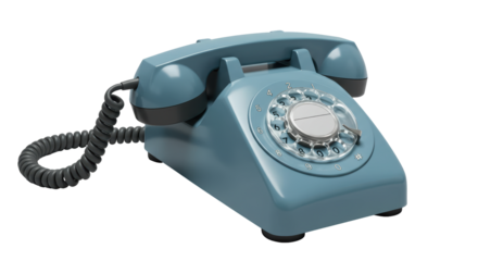 Isolated Vintage Blue Rotary Telephone