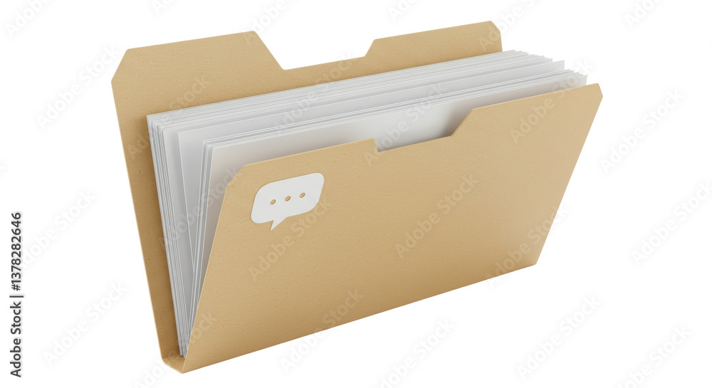 Poster isolated open file folder with speech bubble icon