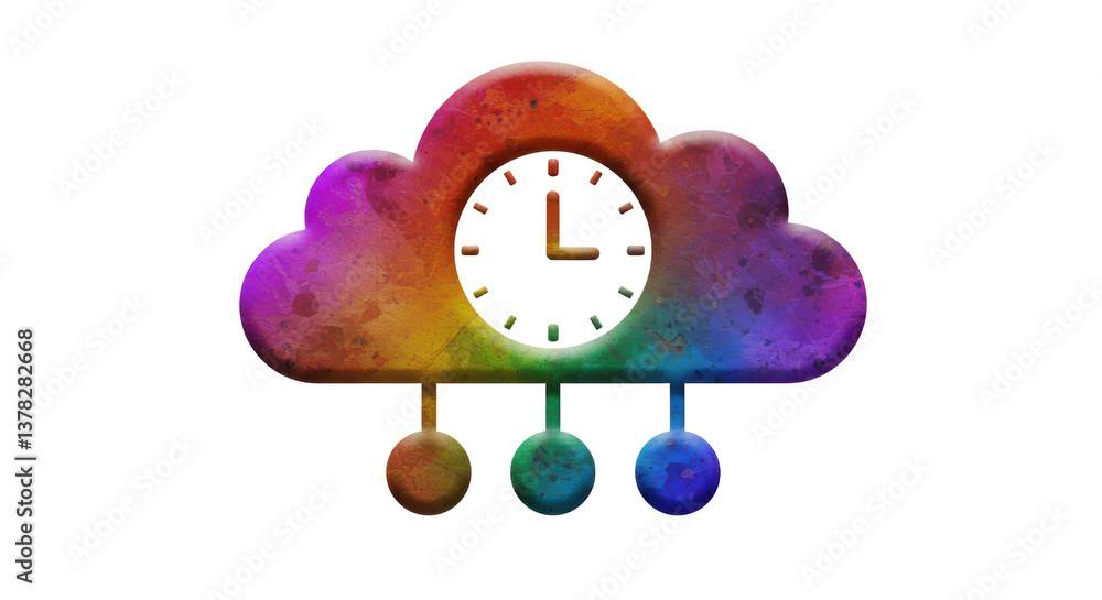 Poster isolated cloud computing time management icon