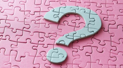 A jigsaw puzzle with a question mark missing