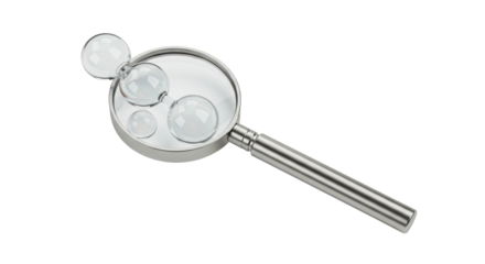 Isolated Magnifying Glass with Droplet Bubbles
