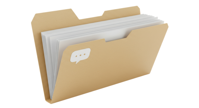 Isolated Open File Folder with Speech Bubble Icon