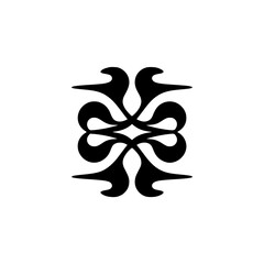 Elegant Black & White Abstract Ornament on Cream Background