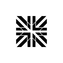 Modern Geometric Cross Icon in Black and White on Cream Background