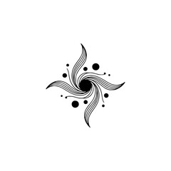 Abstract Swirling Black and White Design on Cream