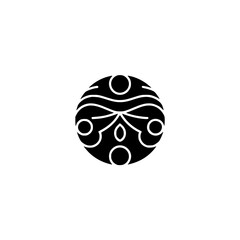 Abstract Geometric Mandala Design, Black & White Logo Element