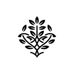 Elegant Black Leafy Logo Design on Cream Background