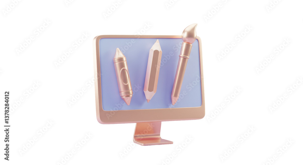 Poster isolated graphic design computer tools on screen