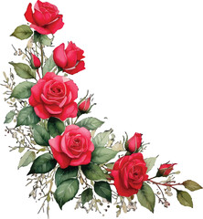 Beautiful red roses with delicate foliage, perfect for creating a vibrant floral centerpiece. Fresh red roses arranged with soft greenery, creating a harmonious and romantic design.