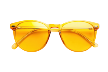Bold yellow sunglasses with transparent lenses and stylish frame, cut out