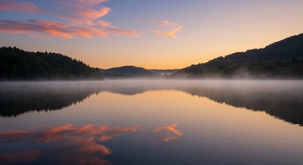 Fototapeta premium Serene Sunrise Lake Reflection