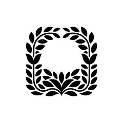 Elegant Black Floral Square Frame on White, Minimalist Design