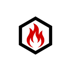 hexafire hexagonal with fire business company logo vector illustration template design