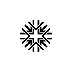 Black and White Geometric Snowflake Logo Design on White