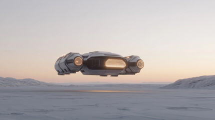 Futuristic supply drop delivery on extreme alien planet