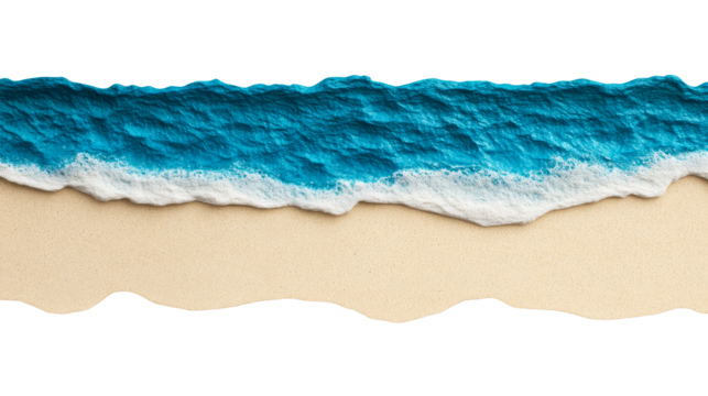 Ocean wave on the beach aerial view, sand coastline, cut out transparent
