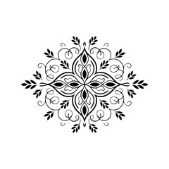 Elegant Black Floral Mandala Design on White Background