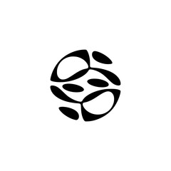 Abstract Geometric Orb: Black on Beige, Minimalist Design