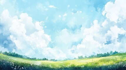 Abstract summer landscape watercolor vector background
