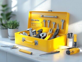  A modern 3D rendered illustration of a toolbox
