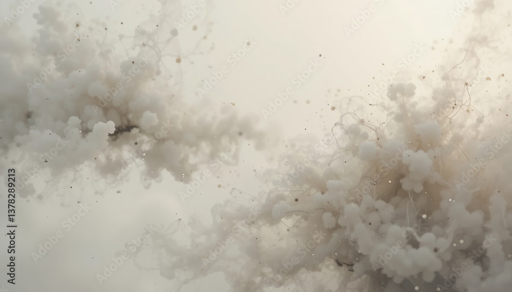 Poster explosive smoke cloud burst remote location abstract art dynamic environment aerial view conceptual 