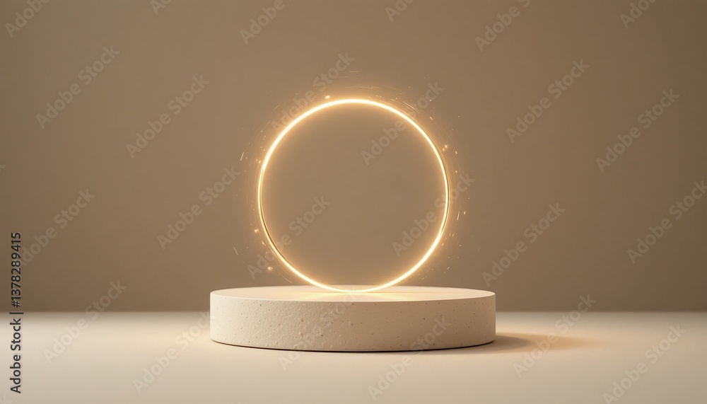 Poster dynamic floating light circle display minimalist studio digital art modern aesthetic centered viewpo