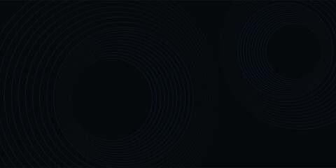 abstract circles lines pattern round frame colorful blue green light isolated on black background. Vector illustration in concept digital, technology, modern, science.