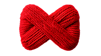 Red yarn in shape of letter M, cut out transparent