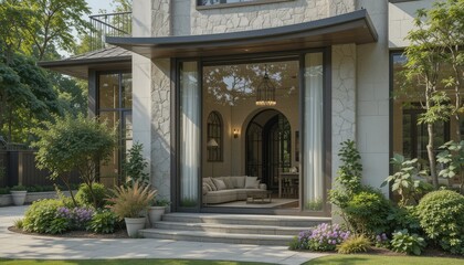 Fototapeta premium Outside the home, a contemporary window frame