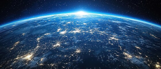 Fototapeta premium A blue and white planet with a bright sun in the middle