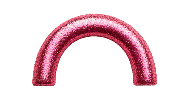Sparkly pink horseshoe arch on black background, cut out transparent