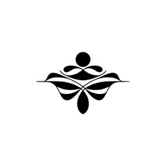 Minimalist Decorative Ornament in Black and White on Cream Background