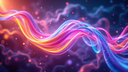 Vibrant abstract digital art with flowing lines and vibrant colors representing energy flow in a futuristic style.