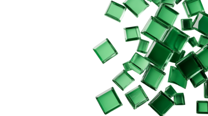 Emerald glass cubes, clarity, and elegance in a transparent design, cut out transparent