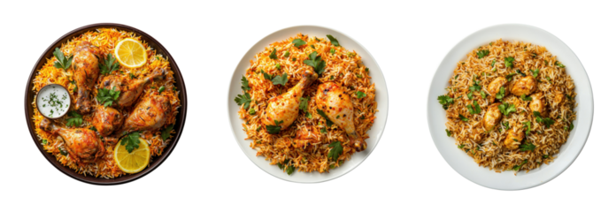 Delicious Chicken Biryani Three Variations of this Popular Indian Dish Aromatic Rice with Tender Chicken