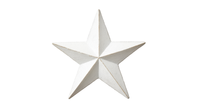 White, star shaped, rustic, wooden, decoration for the home, cut out transparent