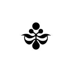 Minimalist Black Floral Motif on White, Elegant Logo Design