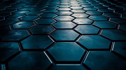 Obraz premium Dark Teal Hexagon Pattern Background