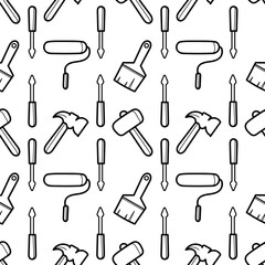 seamless pattern of hand drawn tools