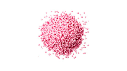 Pink candies heap, tiny sugary balls, dessert background, cut out transparent