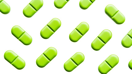 Green pill pattern on black background, cut out transparent