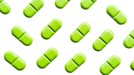 Green pill pattern on black background, cut out transparent
