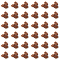 Seamless Pattern of Coffee Beans on a White Background