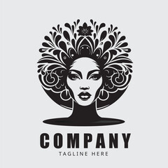 Afro american logo woman beauty illustration
