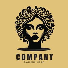 Afro american logo woman beauty illustration