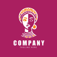 Afro american logo woman beauty illustration