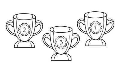 hand drawn 1st, 2nd and 3rd place trophies